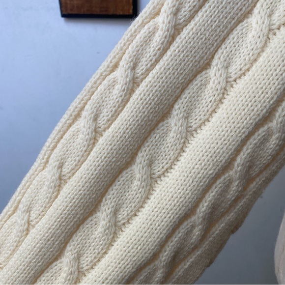 Vintage Cream Wool Cableknit Sweater - Picture 4 of 13